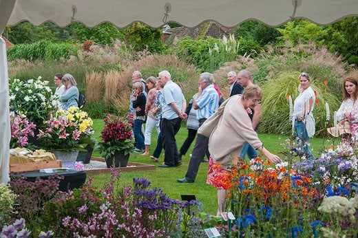 Visitors admiring Flower Show displays